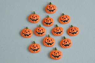 Pick Calabaza Halloween 2.5cm con Adhesivo (x12uds)