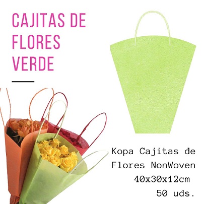 Bolsa Transporte Ramo NonWoven Verde 30x12x40Hcm (x50uds)