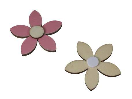 Pick Flor de Madera Rosa con Adhesivo 4cm (x12uds)