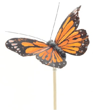 Pick Mariposa Atalanta Naranja 9cm Palo 50cm (x10uds)