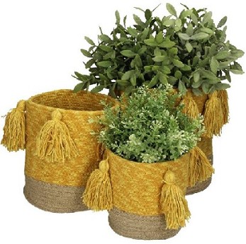 Cesto Flecos Natural/Ocre (set 3uds)