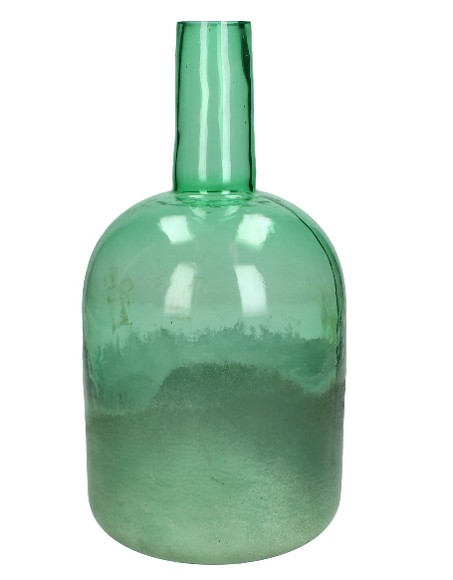 Damajuana Cristal Efecto Hielo Verde 14x28Hcm