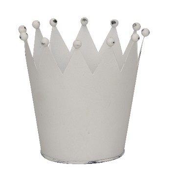 Cubremaceta Corona Metal Blanca 18x17.5Hcm