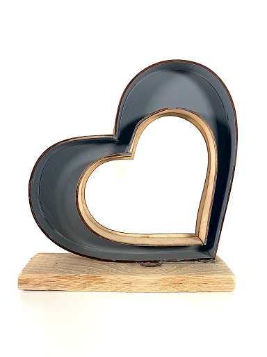 Corazon Madera con Peana 26x28Hcm