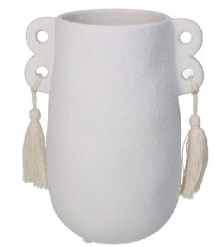 Jarron Ceramica con Borlas 11,10Ax14,6Lx18,5Hcm