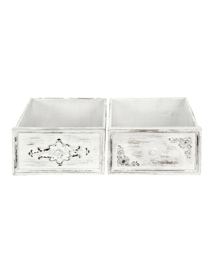 Cajon Envejecido Blanco 29x29x15,5Hcm