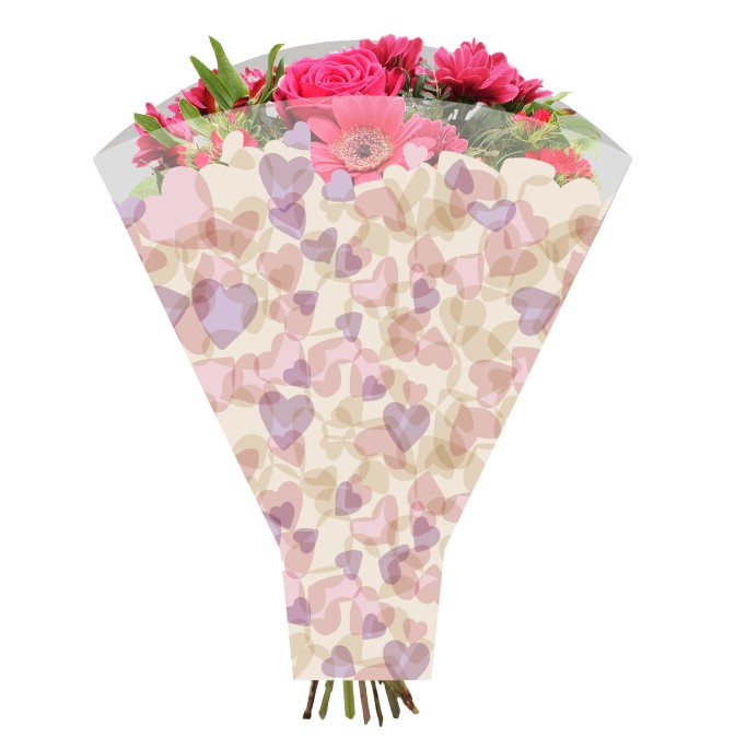 Funda Sweet Hearts Rosa 44x50Hcm (x50uds)