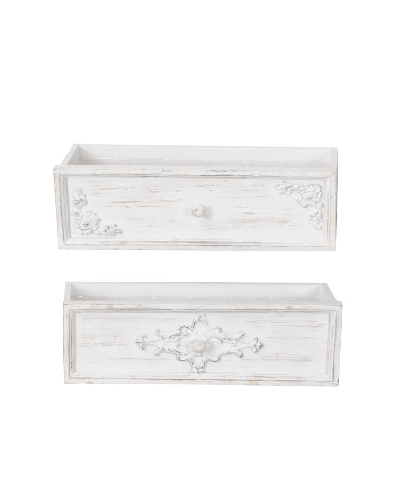 Cajon Envejecido Blanco 15x42x12Hcm