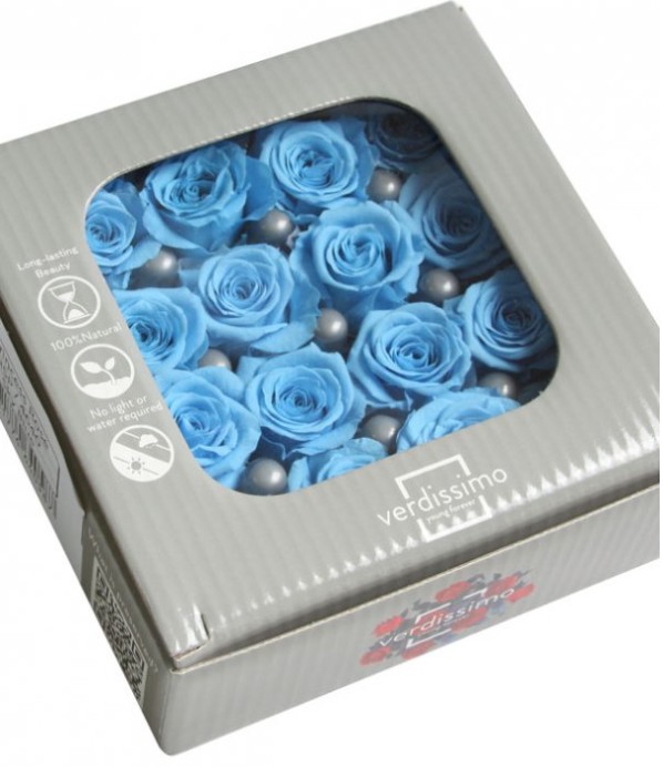 Rosa Preservada Verdissimo 16 Cabezas Azul Claro 2.5/3cm