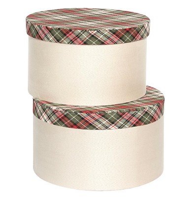 Sombrerera Tartan Crema (Set 2uds)