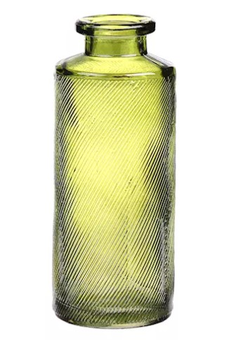 Botella Caro Rayada Verde Vintage 5.2x13.2Hcm