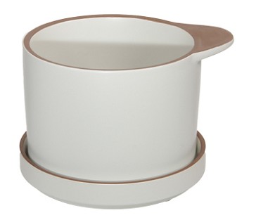 Maceta Beli Blanca con plato 15x11Hcm