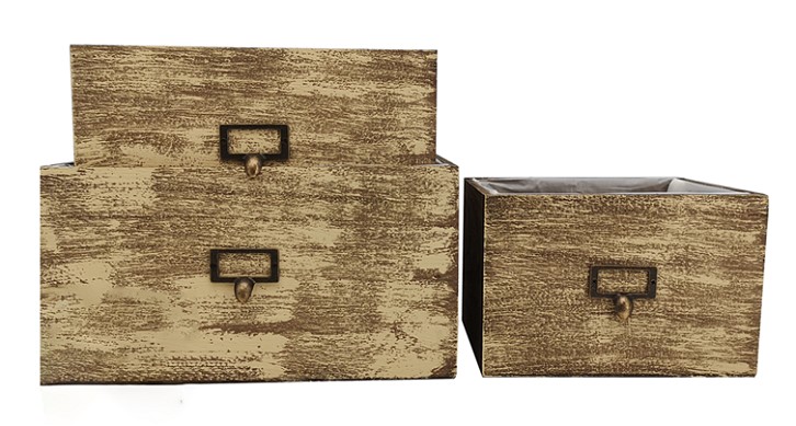 Cajon Boticary Vintage Crema 25x35x18.5Hcm (Set 3uds)