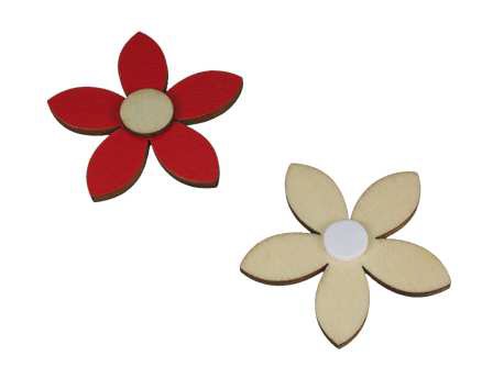 Pick Flor de Madera Roja con Adhesivo 4cm "T12"