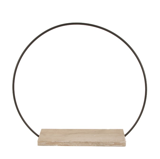 Aro Metal Con Base de Madera Negro 7x18x16Hcm