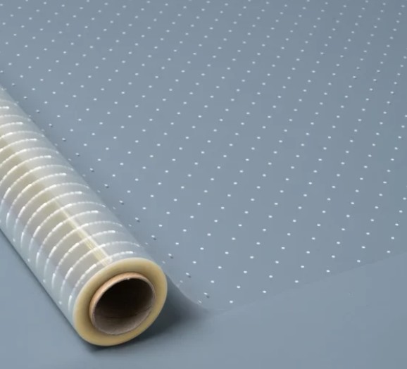 Bobina Celofan Transparente Puntos Blancos 70x50m