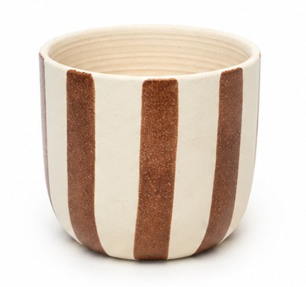 Cubremaceta Stripped Marron �14x12Hcm