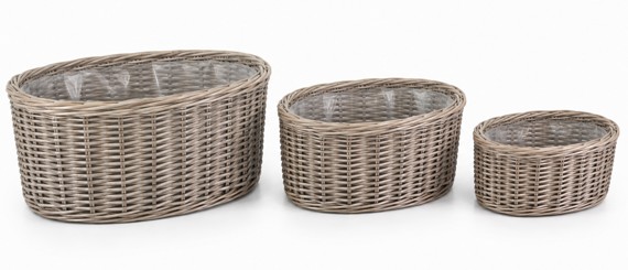 Cesta Ovale Gris (Set 3uds)