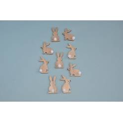 Pick Conejitos Madera Mixta 4-5cm con Adhesivo (x9uds)