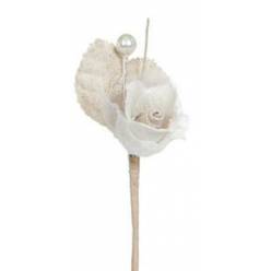 Rosa Pequea de Algodon 4x10cm Blanca (x12uds)