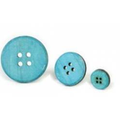 Botones Madera 3 Tamaos 3-5-7cm Turquesa (x30uds)