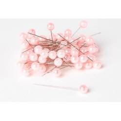 Alfileres Cabeza Perla Rosa 6mmx65mm (x100uds)