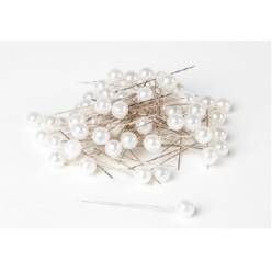 Alfileres Cabeza Perla Blanco 6mmx65mm (x100uds)