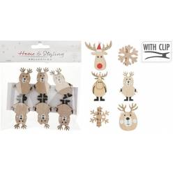 Pinzas Navidad 6cm Madera (6 piezas) (6 modelos diferentes)