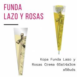 Funda Lazo y Rosas Crema 14Ax65Hcm (x50uds)