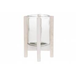 Jarron con Patas Madera Blanco 18x24Hcm