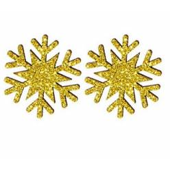 Copos Nieve Madera Adhesivo Oro 2cm (x12uds)