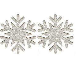 Copos Nieve Madera Adhesivo Plata 2cm (x12uds)
