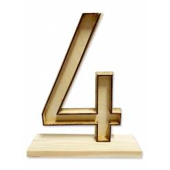 Numero Madera 4 con Peana 25x30Hcm aprox