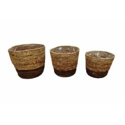 Cesto Bicolor Marron/Natural (Set 3uds)