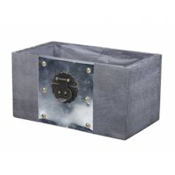 Caja de Madera Aplique Gris 25x14x13cm