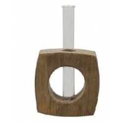 Base Cuadrada Madera con Probeta Cristal 10Ax10Lx3,5Hcm