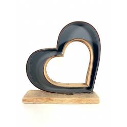 Corazon Madera con Peana 26x28Hcm