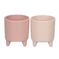 Maceta Ceramica Pies Rosa 10,5x12cm (Set 4uds)