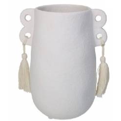 Jarron Ceramica con Borlas 11,10Ax14,6Lx18,5Hcm
