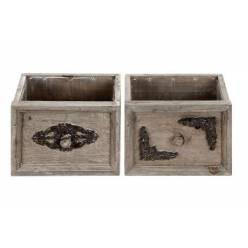 Cajon Envejecido Marron 14Ax18Lx13Hcm
