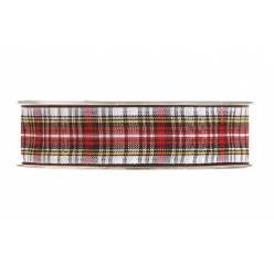 Cinta Tartan Blanco/Rojo 25mmx20m