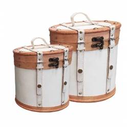 Maleta Elia Redonda Piel Blanca (Set 2uds)