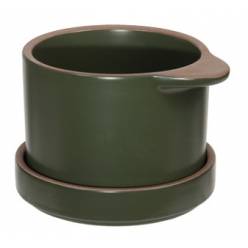 Maceta Beli Verde con plato 11x6.5Hcm