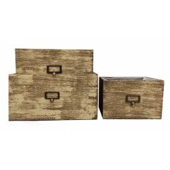 Cajon Boticary Vintage Crema 25x35x18.5Hcm (Set 3uds)