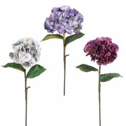 Hortensia Artificial Blanco/Azul 70Hcm