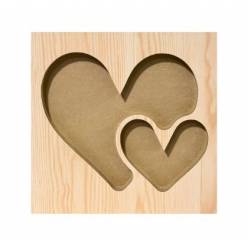 Marco Corazon Doble Madera 25x25Lcm