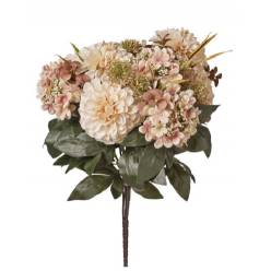 Bouquet Dalias y Hortensias Artificial Beige 50cm