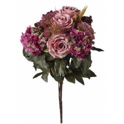 Bouquet Rosas y Hortensias Artificial Rosa 50cm
