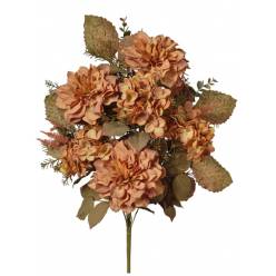 Bouquet Dalias y Hortensias Artificial Naranja 57cm