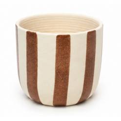 Cubremaceta Stripped Marron �14x12Hcm